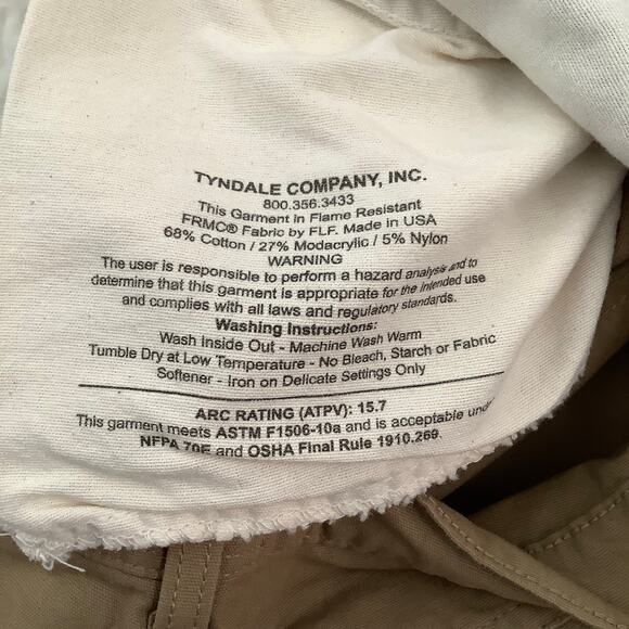 Tyndale Flame Resisitant Tan Work Cargo Pants 38 x 30 NWT - Picture 8 of 8